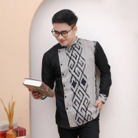 Granito.id - Lukman Shirt Kemeja Tenun Ikat Songket pria Katun toyobo panjang Baju Dewasa Slimfit Hi