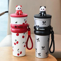 Cốc Giữ Nhiệt Có Nút Bịt Hình Gấu Trúc Dung Tích 700ML