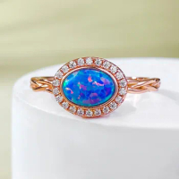 Jewelry New Fashion 925 Silver Plated Rose Gold Inlaid One Carat Aurora Blue Purple Ring Fashion Women's Wedding Jewelry