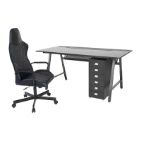 UTESPELARE/HELMER 書桌，椅子/抽屜組, 黑色