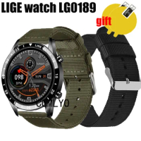 3in1 Wristband for LIGE LG0189 watch Strap Men women Smart watch Band Nylon Canva Belt Screen Protector