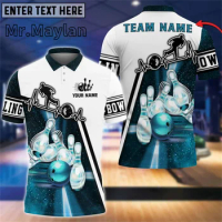 Light Bowling Player Multicolor Option Customized Name 3D Polo Shirt Custom Name Team Bowling Shirt Men Gift For Bowler Tops-512