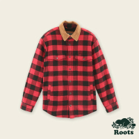 【Roots】Roots男裝-經典小木屋系列 雪爾帕有機棉格紋外套(紅色)