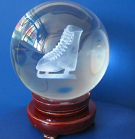 水晶球擺件溜冰鞋內雕球商務送禮創意禮品居家擺件送女友生日禮物