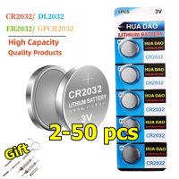 2-50PCS 240mAh CR2032 5004LC CR 2032 3V Lithium Coin Cell Battery, Watch Toys Electronics Car Key Button Batteries Long Lasting