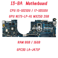 GPC30 LA-J471P Mainboard For HP Envy 13-BA Laptop Motherboard CPU: I5-10210U I7-10510U GPU: MX250 2GB RAM: 8GB/16GB 100% Test OK