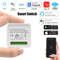 Wifi Smart Switch DIY Light Mini Switches 2 Way Control Wireless Smart Home Breaker With Alexa Google Home Cozylife Xiao Ai APP