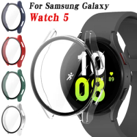 Case+Glass Cover for Samsung Watch 5 40mm 44mm Screen Protector PC Matte All Around Bumper Shell Galaxy Watch 5 Protective Case