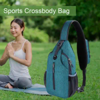 1Pc Sling Crossbody Bag Durable Travel Walking Hiking Chest Bag Daypack with Water Bottle Pocket Sling Backpack for Women Men