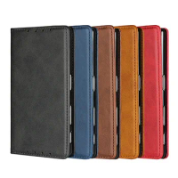 Coque Etui Case For Sony Xperia Z5 Cover Leather Luxury Calf Grain Magnetic Flip Wallet For Sony Z5 Case Fundas Phone Shell