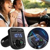 12/24V Car Wireless Bluetooth FM Transmitter Hands-Free Calling Radio USB Car Charger Adapter 3.1A W