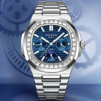 AILANG Brand Quartz Watch Luxury Diamond Men Multifunctional Chronograph Watch Luminous Waterproof Sports Style Clock Reloj