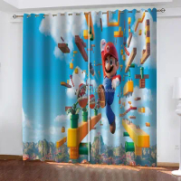 Hot Anime Super Mario Bros Blackout Curtains Soft Polyester Fabric Shading Curtain For Adult Kids Birthday Party Decoration