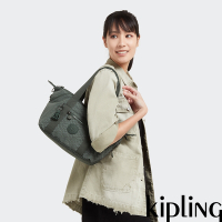 Kipling 軍綠老花格紋手提側背包-ART MINI
