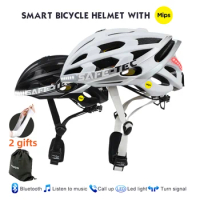 MOON SAFE-TEC Mips Bike Helmet Road Mountain Cycling with Multi-function Bluetooth Music Phonecall LED Warning Light Safety