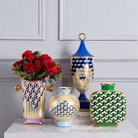 蝶陶花瓶美式輕奢風花器凡爾賽迷宮藝術設計師樣板間擺件玄關餐桌