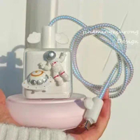 Android Cable Winder General Protector SetCharger Data Line Spring Rope Twine Cartoon Astronauts for Vivo S10 S9 X70pro 60 50
