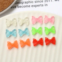 20pcs luminous nail accessories jelly bow nail paste diy resin accessories hairpin mobile phone shell material wholesale