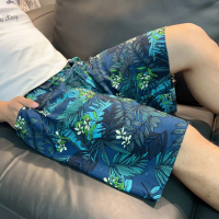 Summer lightweight cotton rayon large shorts beach pants home pants plus size men's cotton rayon sho
