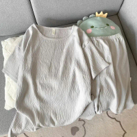 New Cloud Cotton Pajamas for Men, Spring and Autumn Short Sleeve and Shorts, Round Neck Set, Summer 