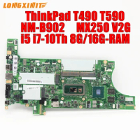 NM-B902 For Lenovo ThinkPad T490 T590 Laptop Motherboard. CPU:I5-10210U I7-10510U.MX250 V2G. 8GB/16GB-RAM.100% testado OK.