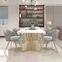 意式輕奢大理石餐桌椅組合長方形簡約現代家用客廳吃飯桌子小戶型