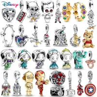HEROCROSS Disney 925 Sterling Silver Girl Christmas Gift Dangle Charm Beads Fit Original Pandora Bracelet Pendant Jewelry