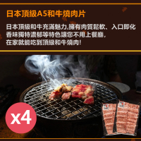 【日本和牛】日本頂級A5和牛燒肉片100gX4盒(肉質鮮嫩煎.烤.火鍋皆合適)