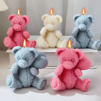 3D Balloon Teddy Bear Candle Silicone Mould Emulate Plush Bear Resin Crystal Mold Chocolate Drink Ice Mold Valentine's Day Gifts