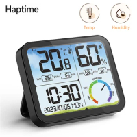 LCD Digital Thermometer Hygrometer Backlight Home Office Indoor Electronic Temperature Hygrometer Sensor Meter Weather Clock