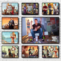 Video Game GTA 5 Grand Theft Auto Art Decor Picture Quality Canvas Painting Home Decor interior posters kids bedroom painting