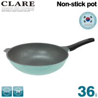 CLARE可蕾爾 韓國鑄造不沾炒鍋36cm無蓋