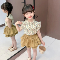 Bộ Đồ 2 Món Cho Bé Gái, Phong Cách Mới, Quần Áo Mùa Hè Cho Trẻ Em, Bộ Đồ Thời Trang, In Hoa, Thân Th
