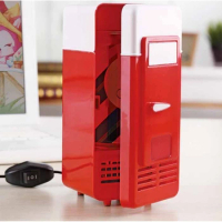 USB Mini Fridge Refrigerator with LED Light Fridge Beverage Drink Cooler and Warmer Fridge Mini Car Refrigerator