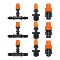 6mm Atomizing Misting Spray Nozzle Kit 1/2" Male Thread Joint 8mm Barb Tee Connector Garden Irrigation Cooling Sprayer 5/50sets