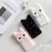 Cute Cat Ears Phone Case For Samsung Galaxy S23 S22 S21 S20 Ultra Plus FE A71 A51 M31 A21S A31 A11 M11 A41 M21 Plush Back Cover