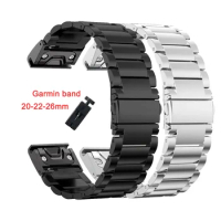 Stainless Steel Watch Strap for Garmin Fenix 7 6X 6S 6 Pro 5X 5 5S 3HR Bracelet for Garmin Band 20mm 22mm 26mm Metal Wristband