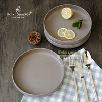 RD深灰淺灰白色淺口盤 餐具碗盤碟陶瓷歐式簡約餐具烤盤焗飯盤子