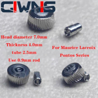 For Maurice Lacroix Pontos Watch Head Handle Crown 7.0mm Tube 2.5mm With 0.9mm Rod Fittings
