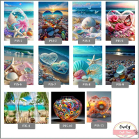 sale - lovelycraftstore | diy diamond painting p35 ~ beach flower diy lukisan sulam berlian, embroid