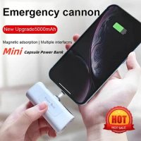 5000mAh Mini Capsule Power Bank Outdoor Emergency Backup Portable Fast Charging Phone External Battery Small Size Powerbank