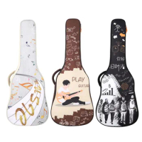 40/41 Inch Creative Pattern Guitar Bag Double Shoulder Straps Padded Acoustic Guitar Waterproof Backpack Instrument Bags Case