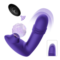 2 Motors Clit Sucker Thrusting G-Spot Vibrator For Women Clitoris Stimulator Oral Nipple Sucking Silicone Female Masturbator