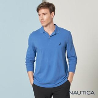 【NAUTICA】經典素面長袖POLO衫(天空藍)