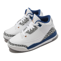 【NIKE 耐吉】籃球鞋 Jordan 3 Retro PS 中童 童鞋 白 藍 爆裂紋 華盛頓巫師 運動鞋(DM0966-148)