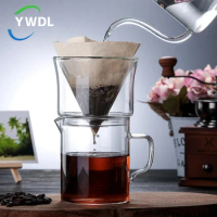 YWDL Hand Brewed Coffee Sharing Pot Filter Cup Heat-Resistant Drip Coffee Pot Set Coffee Mug Glass Tea Cup Coffee Maker 400ml