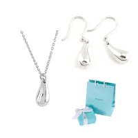 【Tiffany&Co. 蒂芙尼】價差六千元-Teardrops 925純銀淚滴項鍊+耳環(兩件組)
