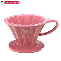 Tiamo V02花瓣形陶瓷咖啡濾杯組-粉紅色(HG5536PK)