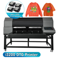 DTG Printer with 4PCS i3200 Print Heads T shirt Printing Machine Dual Station DTG Printer Bundle for Dark Light Color Clothes