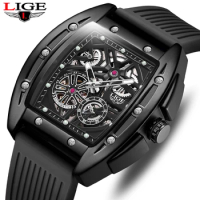 LIGE Top Brand Luxury Watch Men Sport Automatic Mechanical Watch Tourbillon Skeleton Vintage Watch Mens Watches Waterproof Clock